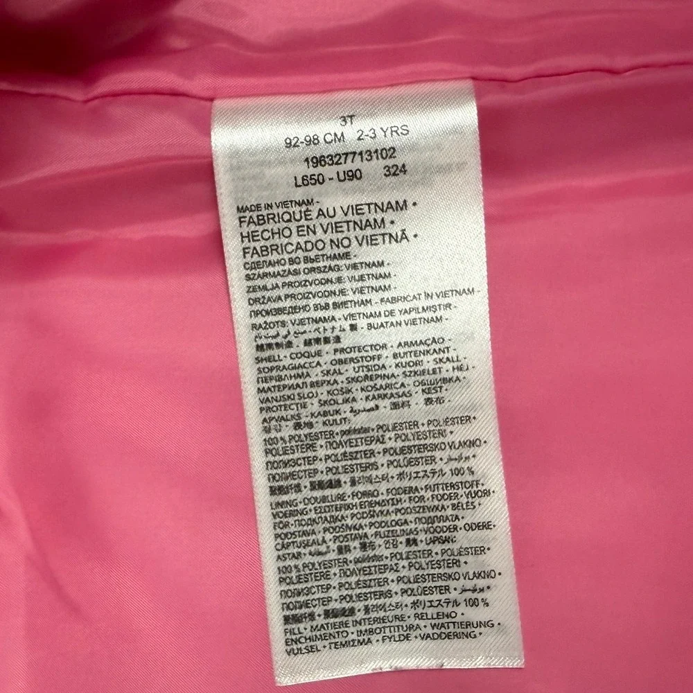 Nike‎ Toddler Girls Pink Multi Swoosh Puffer Vest Size 3T L650-U90 Full Zip